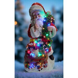 Vintage Holiday Living LED Lighted Santa Clause With Toy Bag.